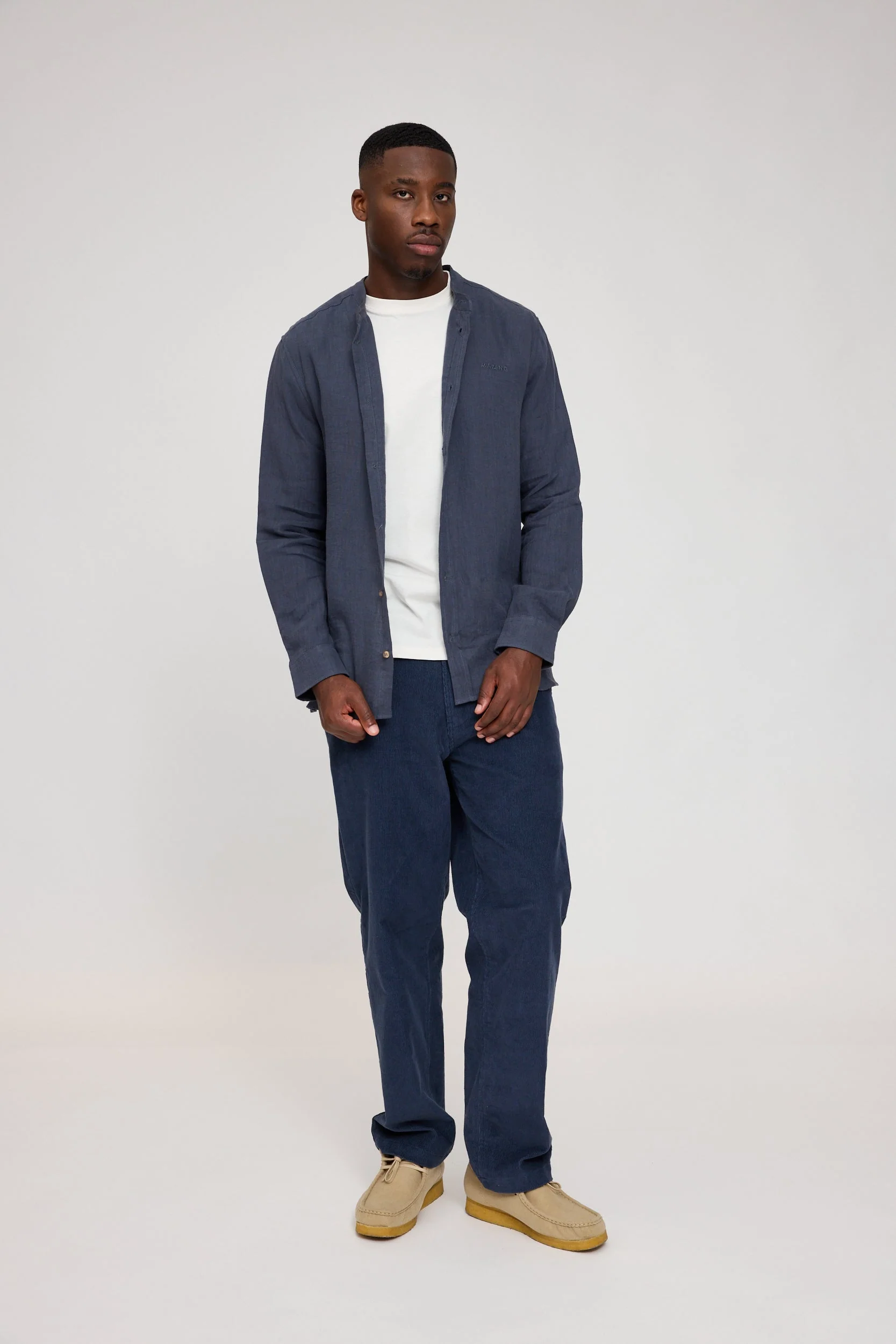 Stand Collar Linen Shirt - Image 11