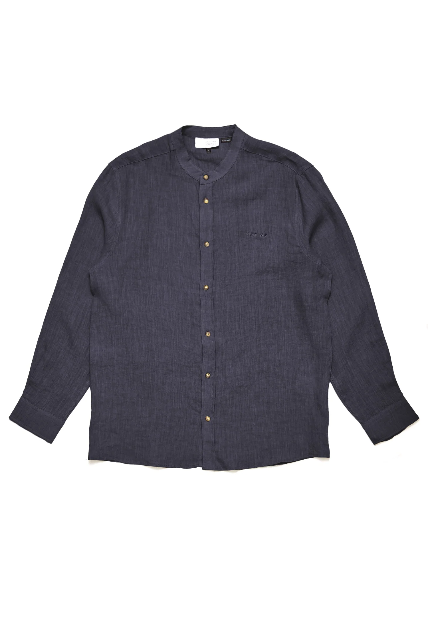 Stand Collar Linen Shirt - Image 12