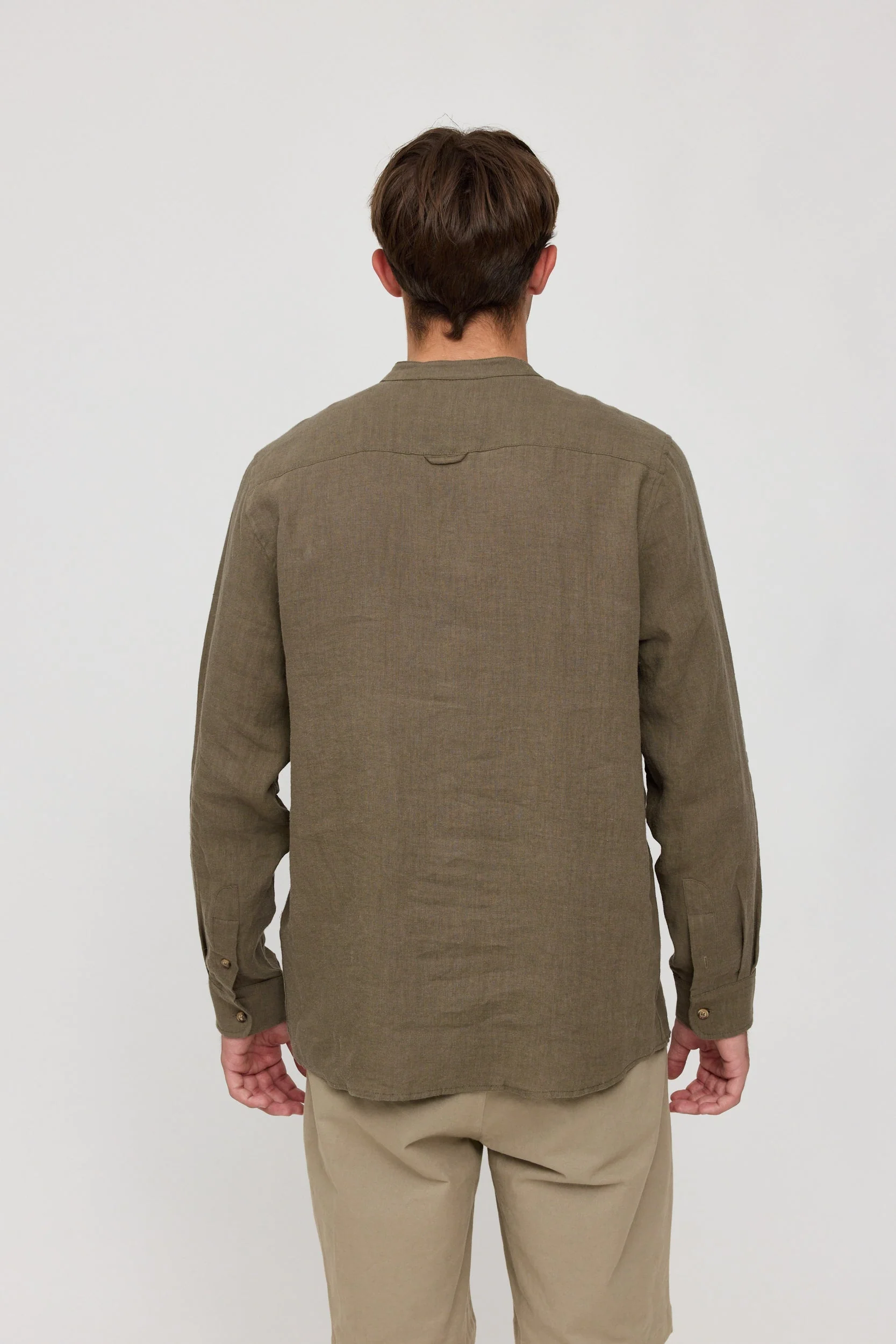 Stand Collar Linen Shirt - Image 14