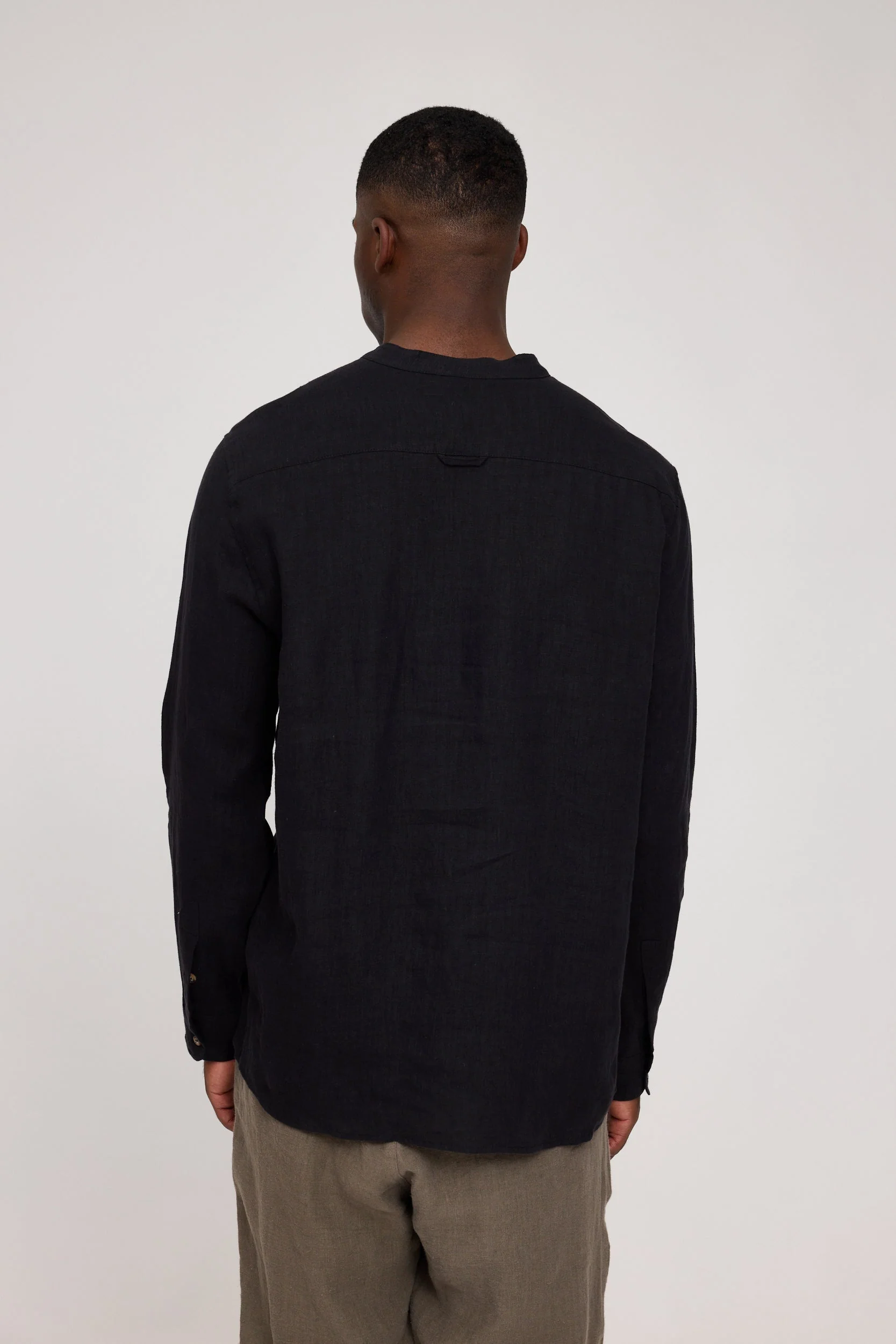 Stand Collar Linen Shirt - Image 26