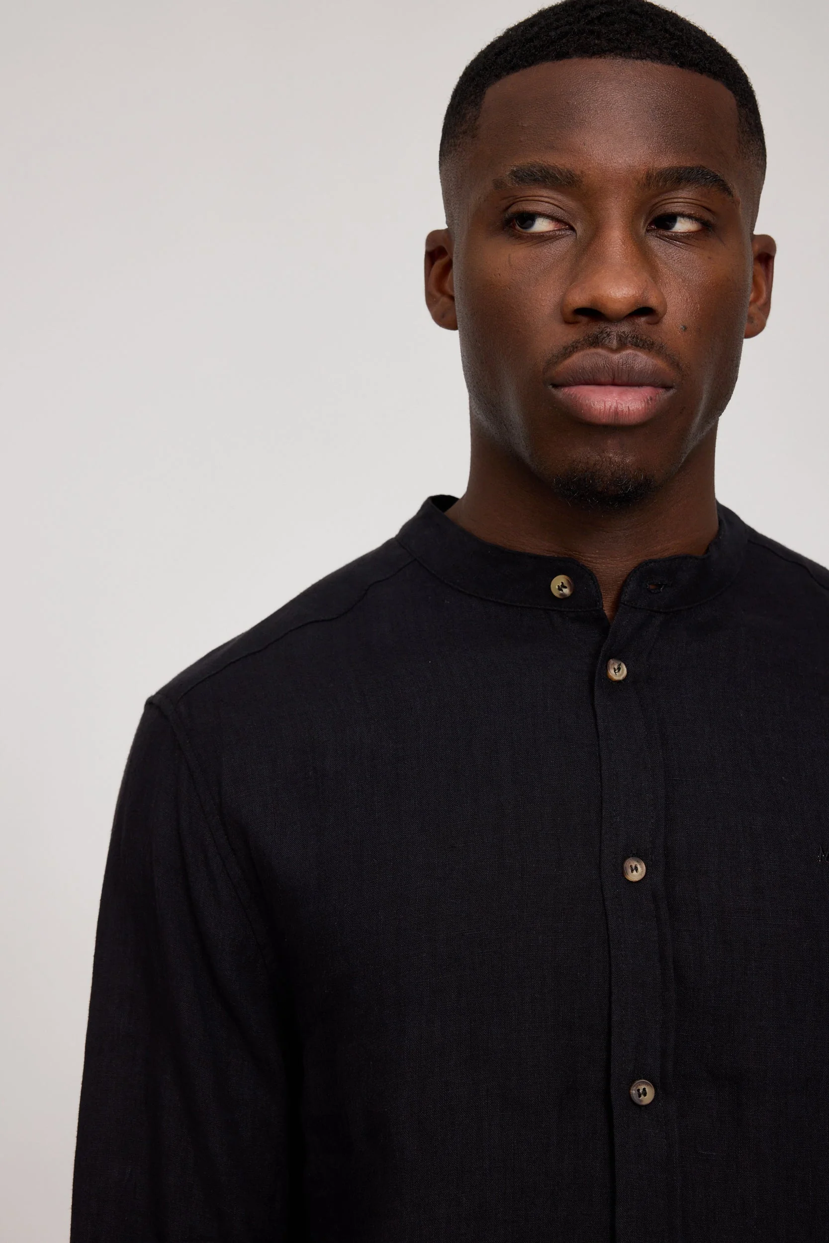 Stand Collar Linen Shirt - Image 27