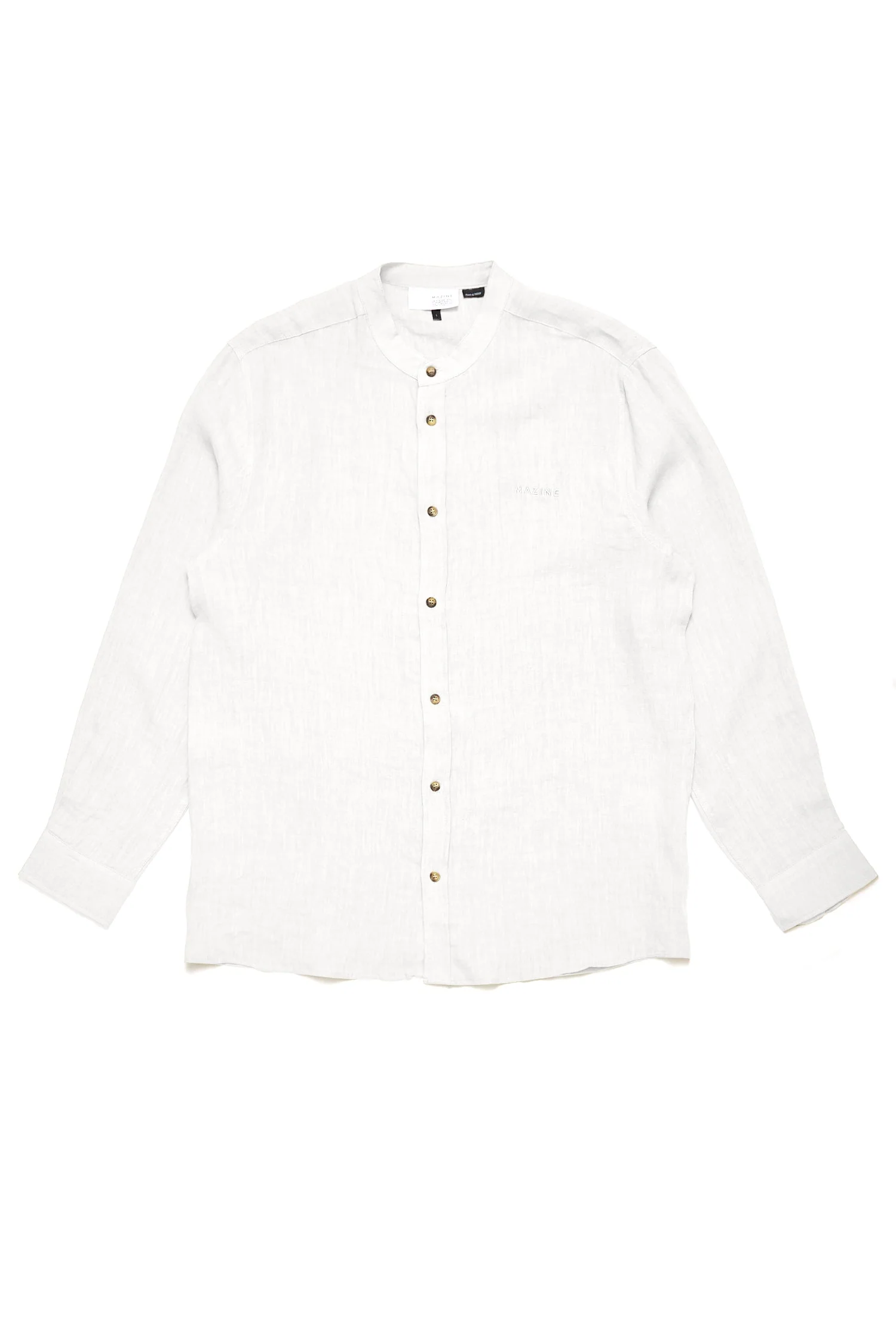 Stand Collar Linen Shirt - Image 36