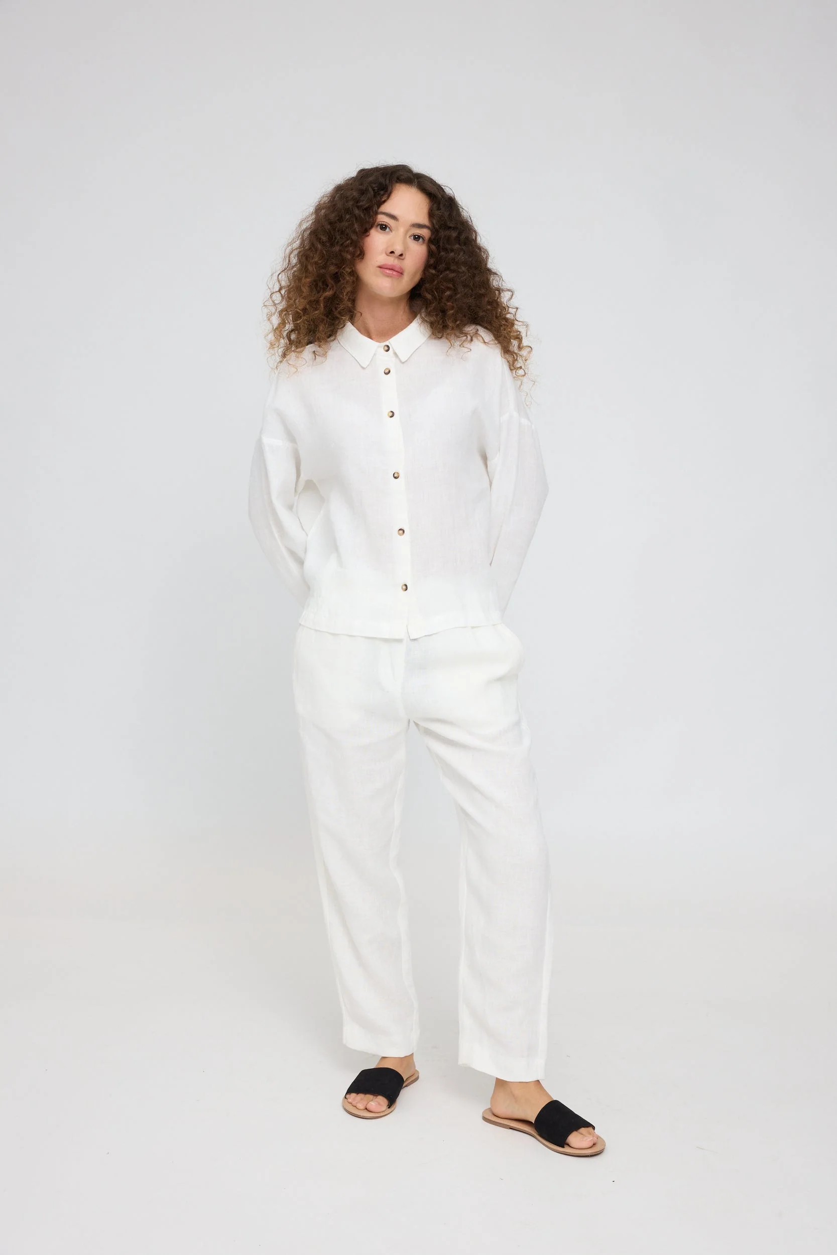 3/4 Sleeve Linen Shirt - Image 29