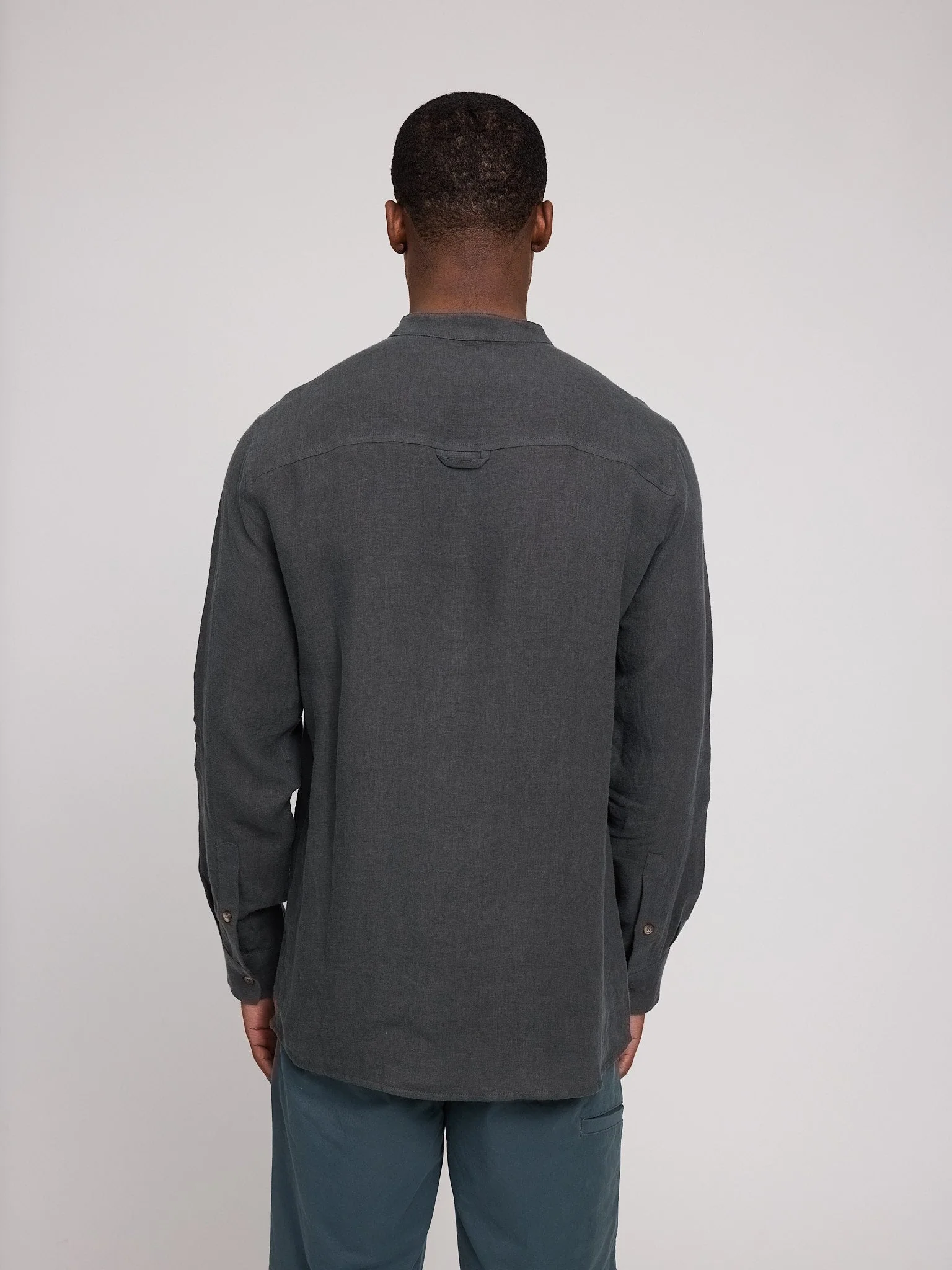 Stand Collar Linen Shirt - Image 10