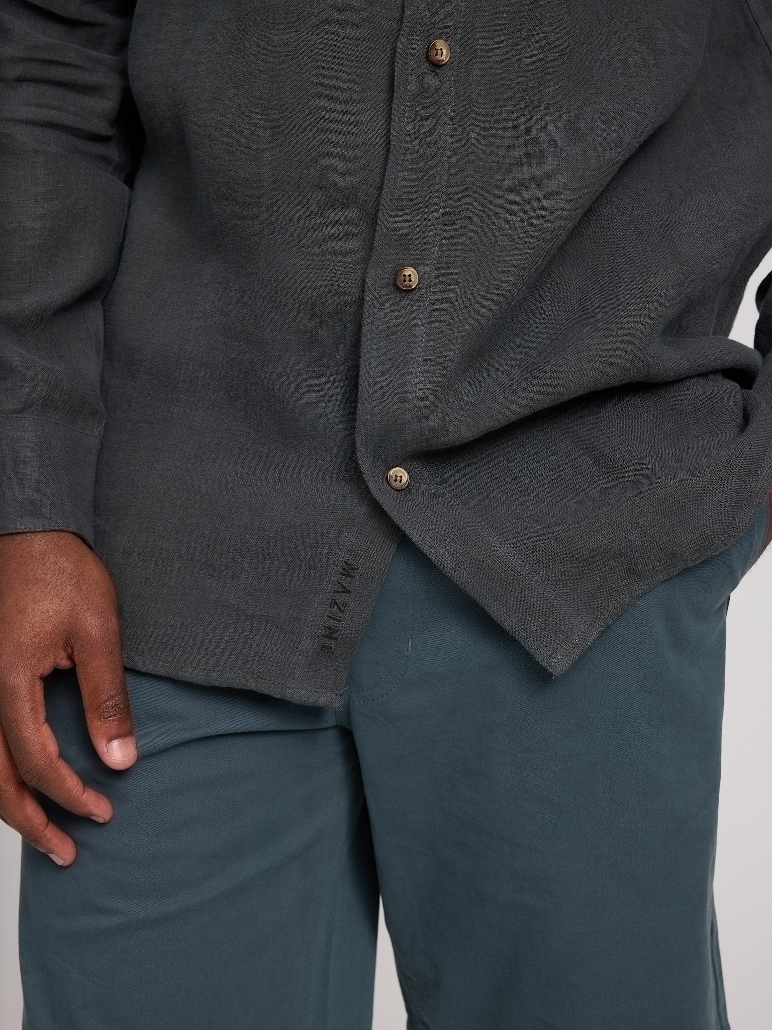 Stand Collar Linen Shirt - Image 12