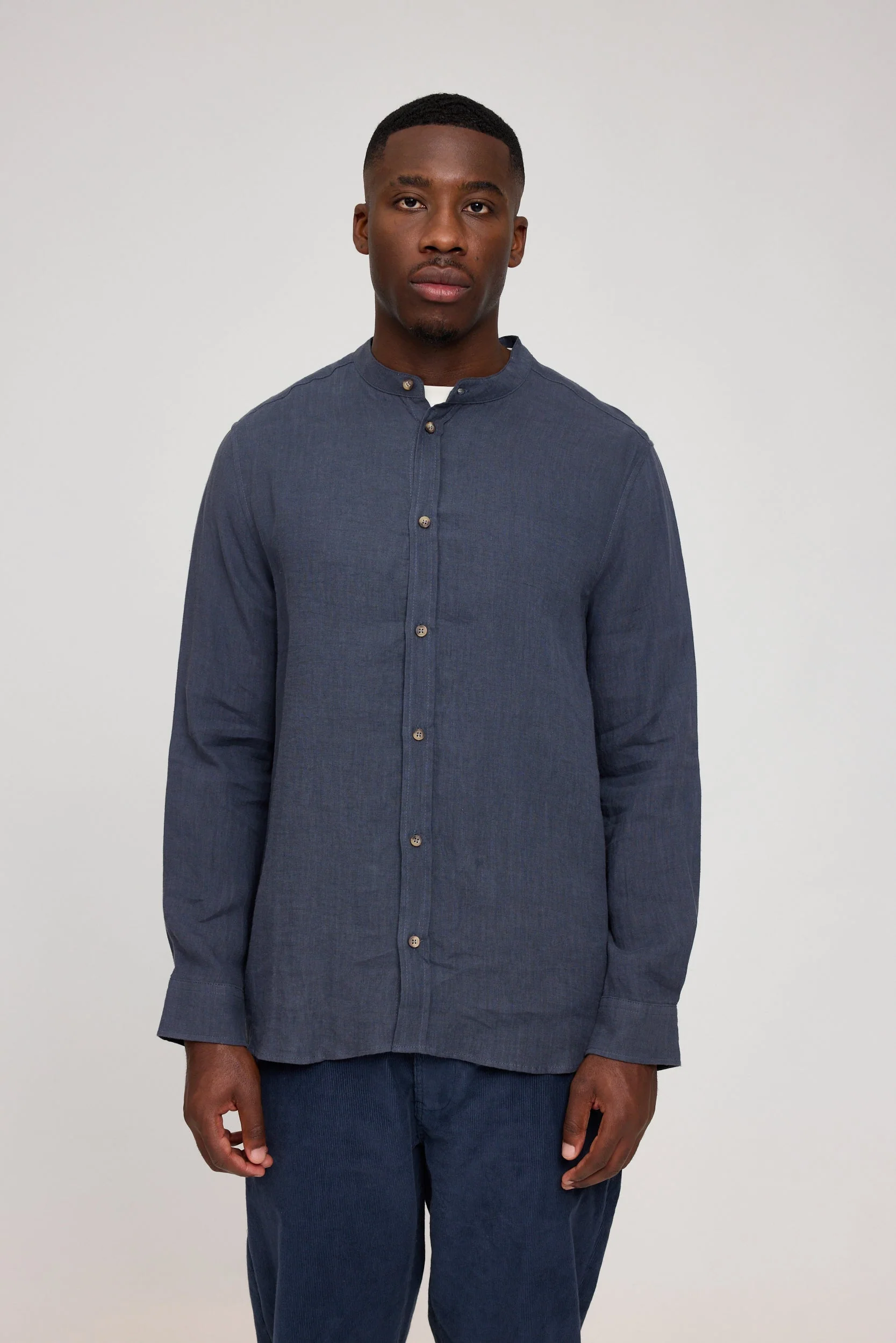 Stand Collar Linen Shirt - Image 16