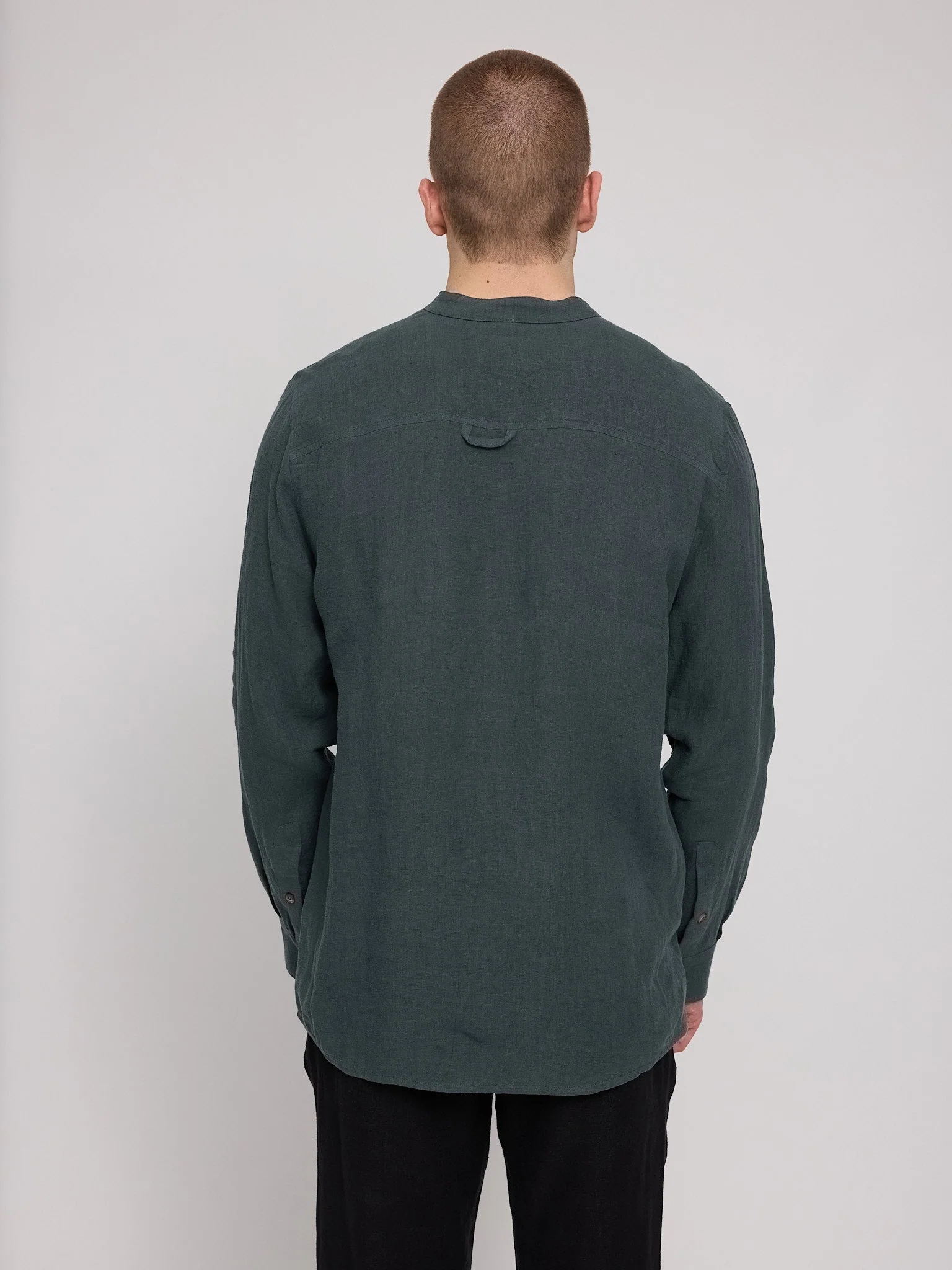 Stand Collar Linen Shirt - Image 23
