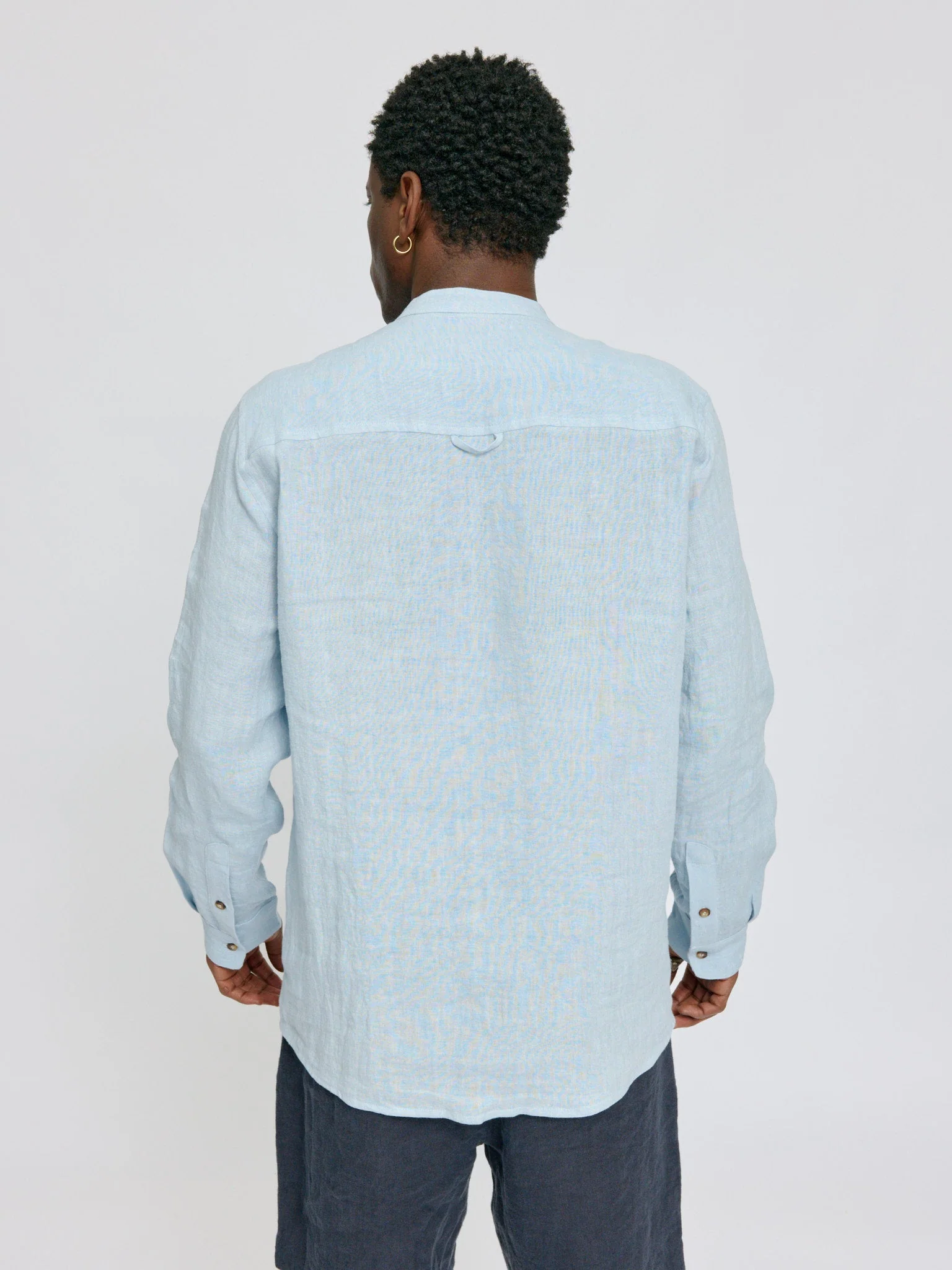 Stand Collar Linen Shirt - Image 30