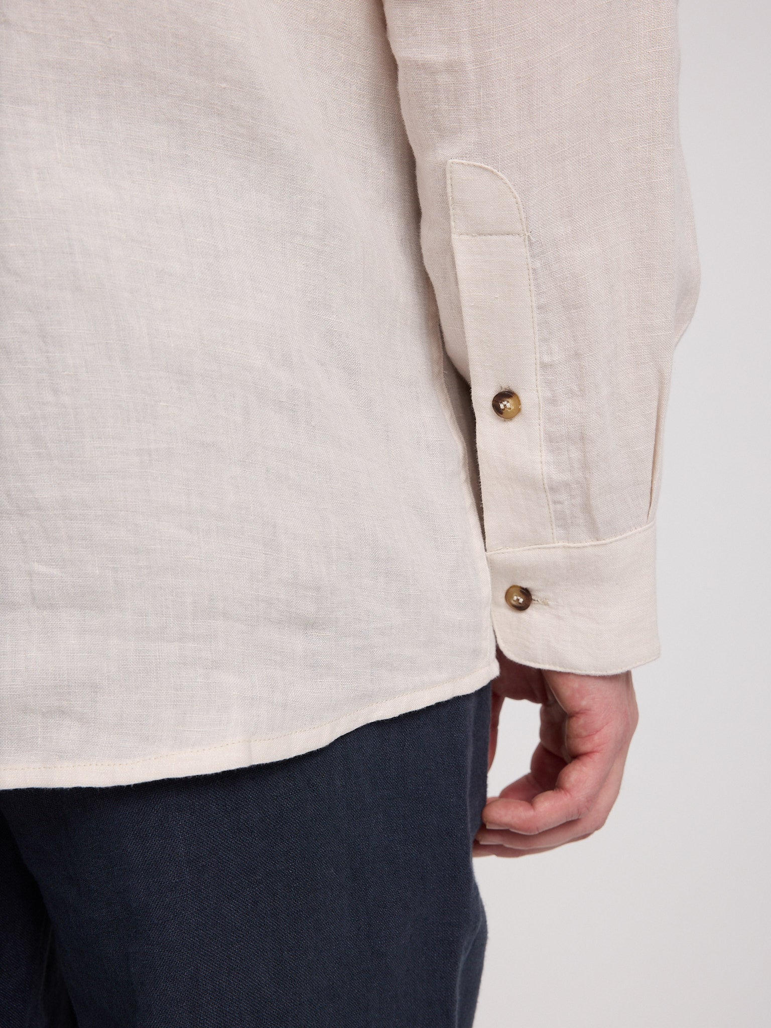 Stand Collar Linen Shirt - Image 5