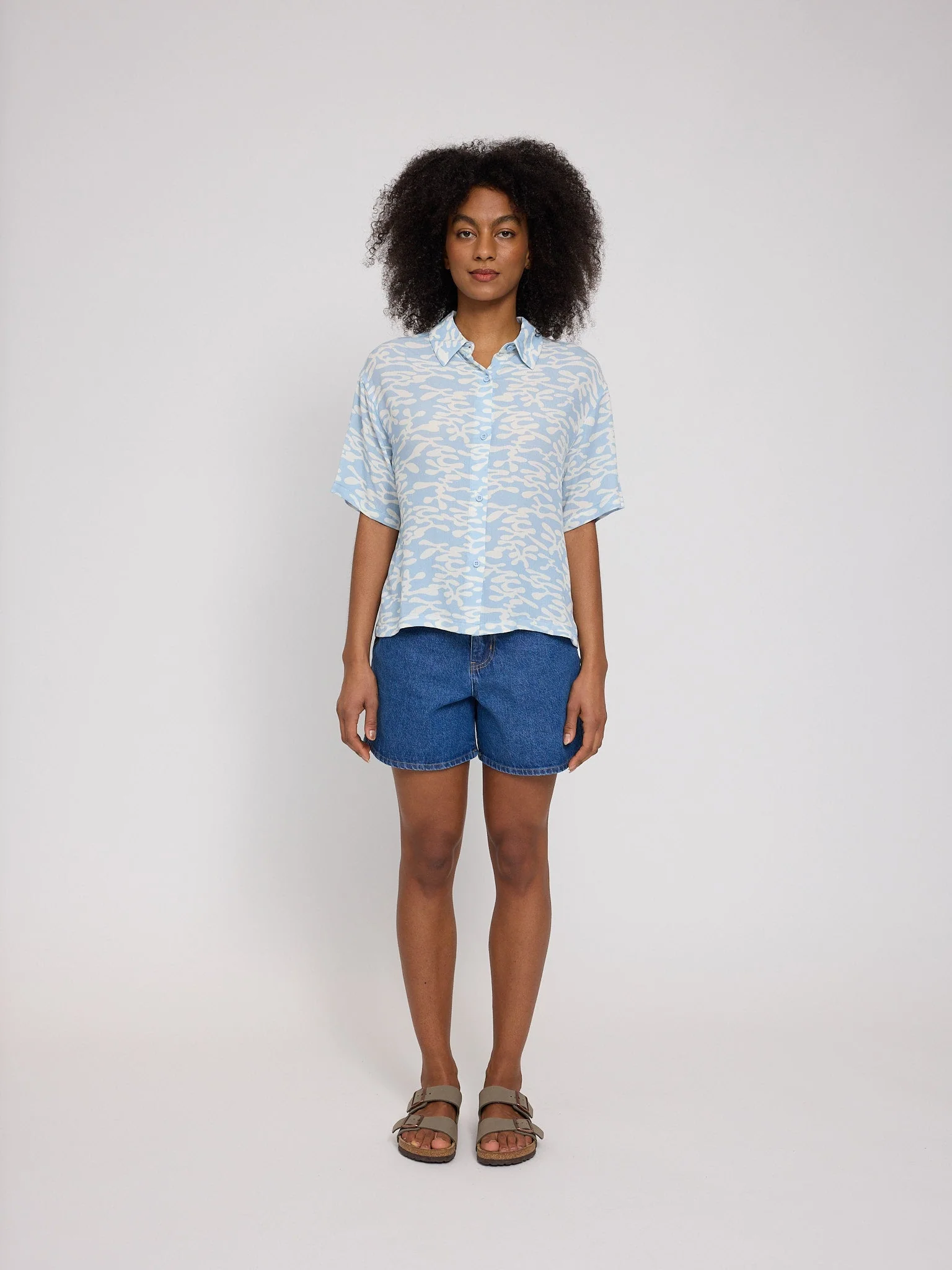 Printed Short Sleeve Crinkle Shirt - Image 4