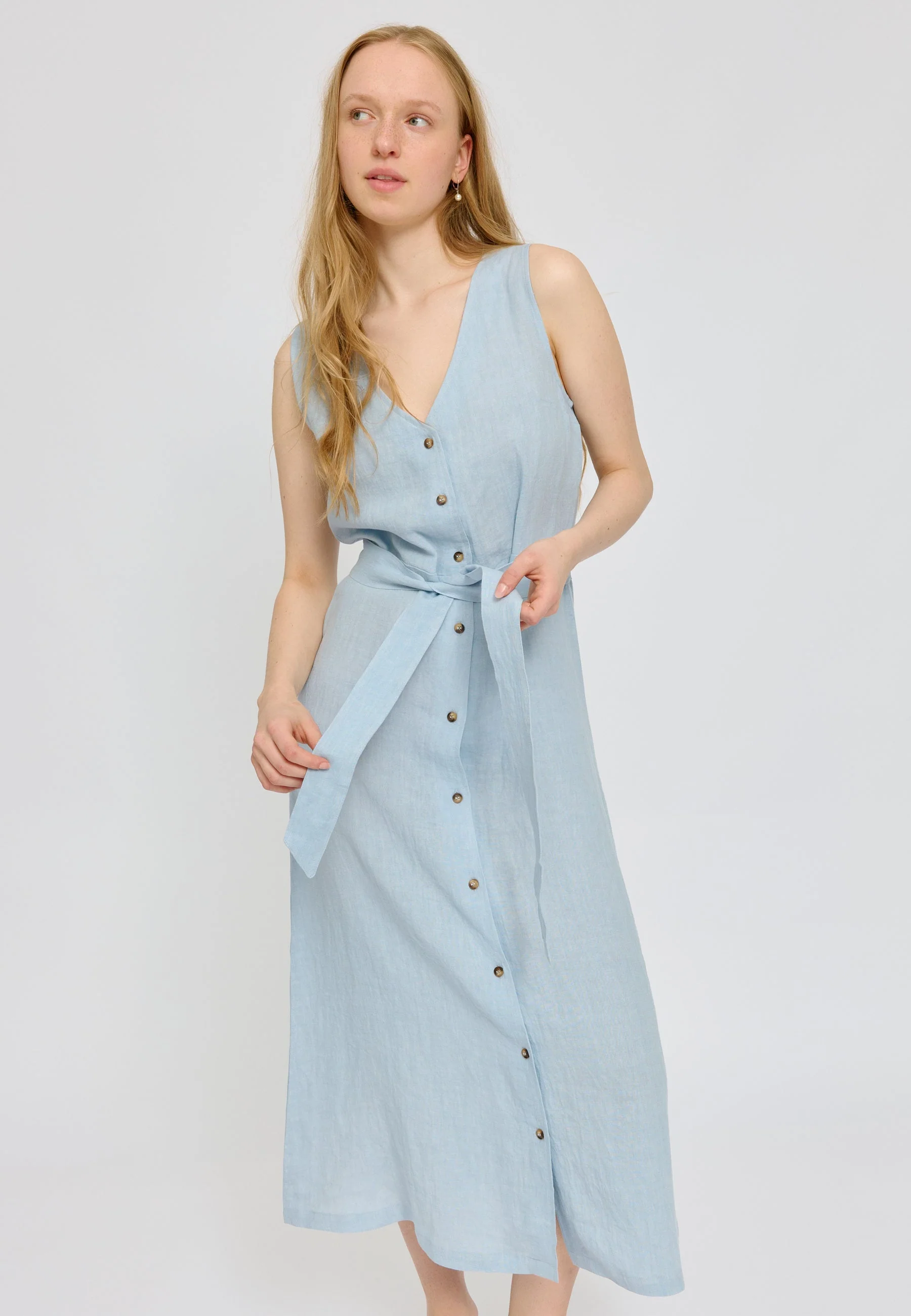 Sleeveless Linen Maxi Dress - Image 11