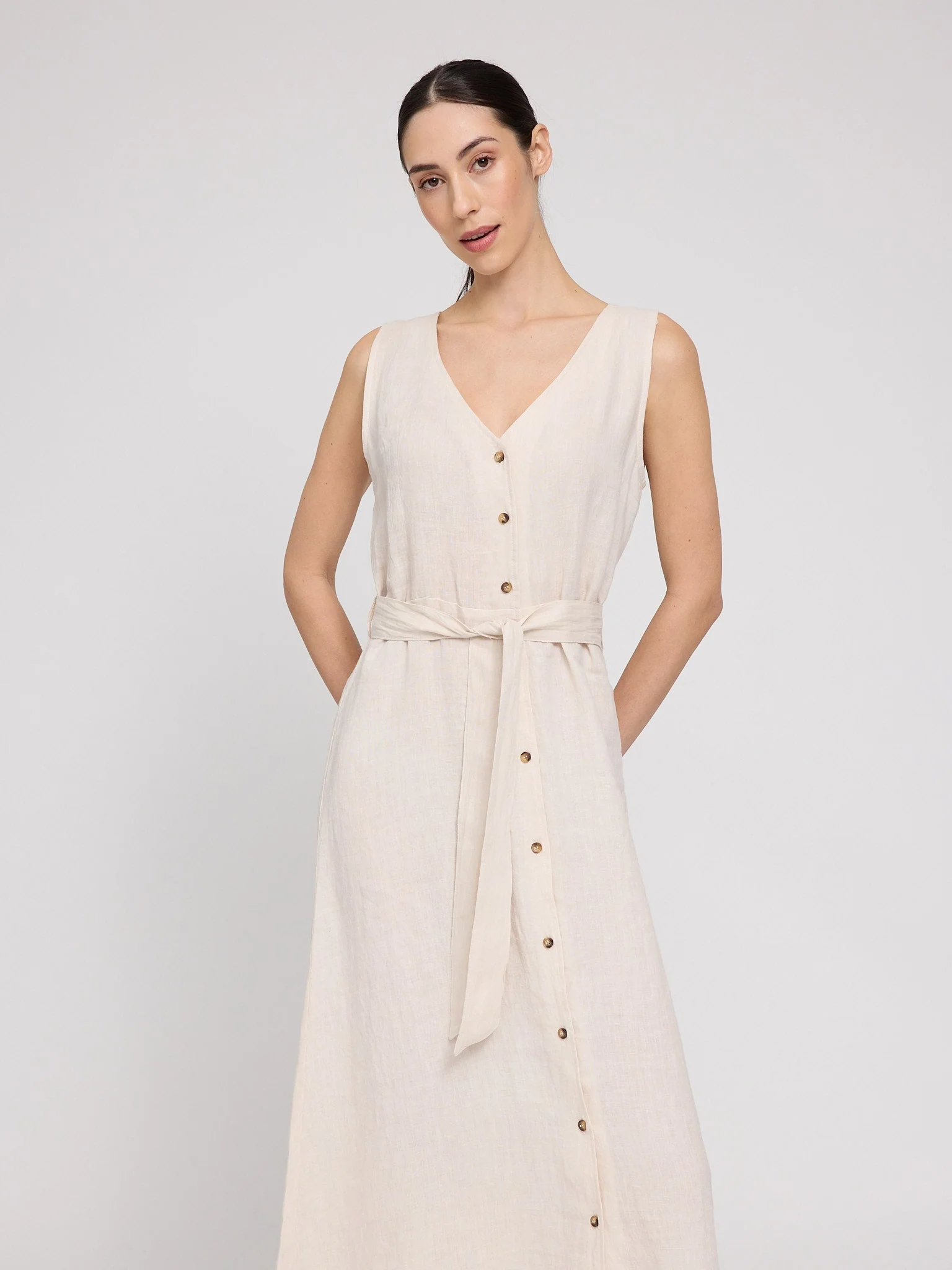 Sleeveless Linen Maxi Dress - Image 5