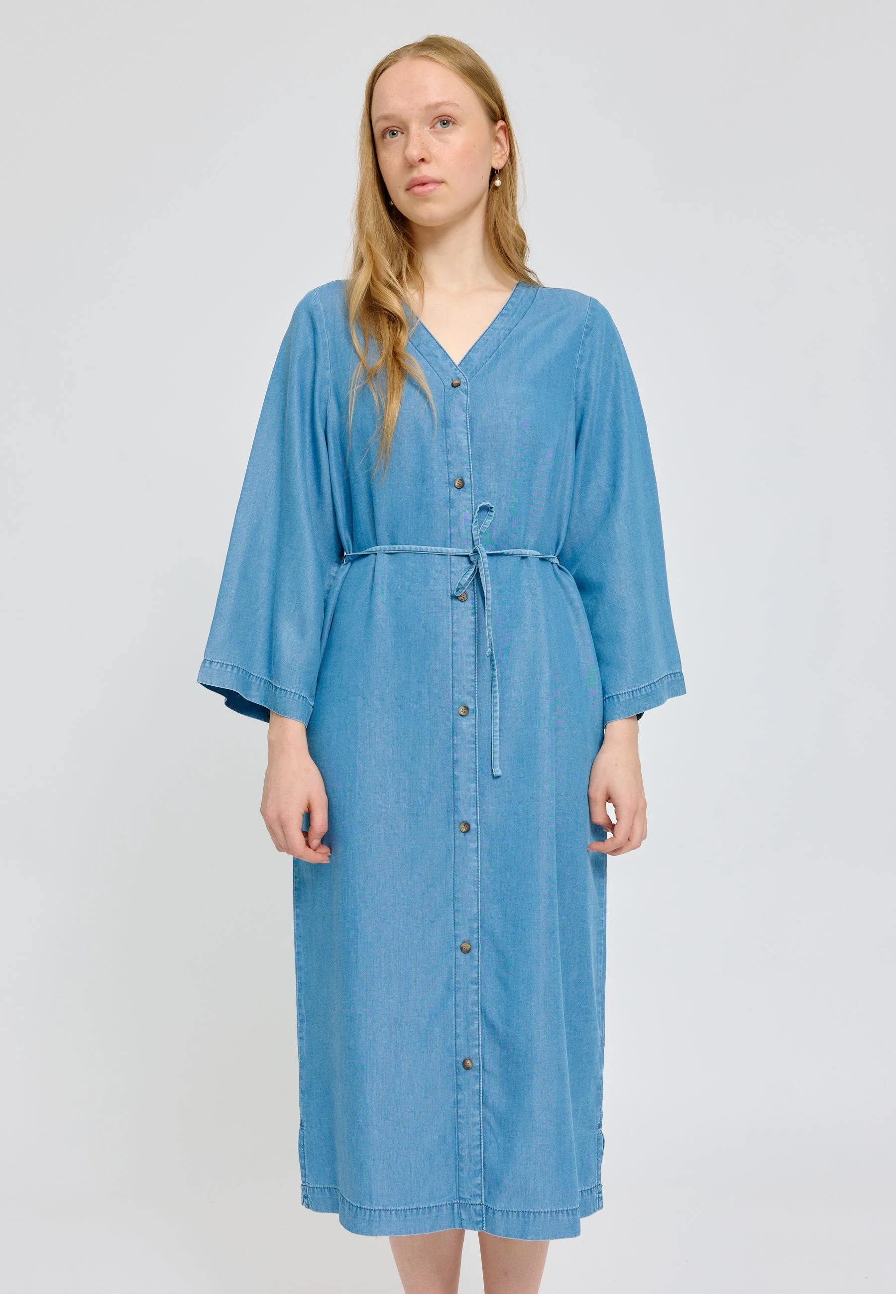 V-Neck Tencel Midi Dress