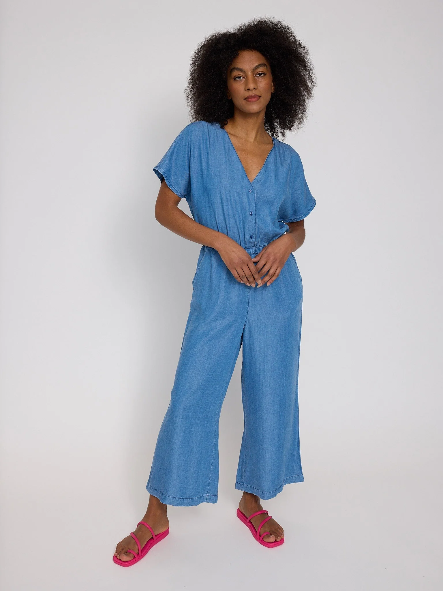 Wide Leg Tencel Jumpsuit - Image 4