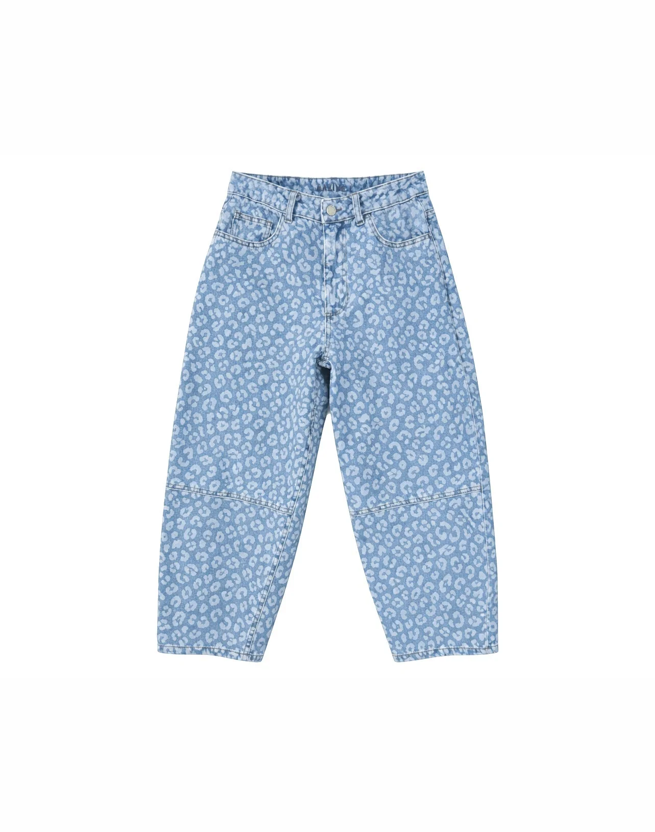 Printed Barrel Leg Denim Pants - Image 6
