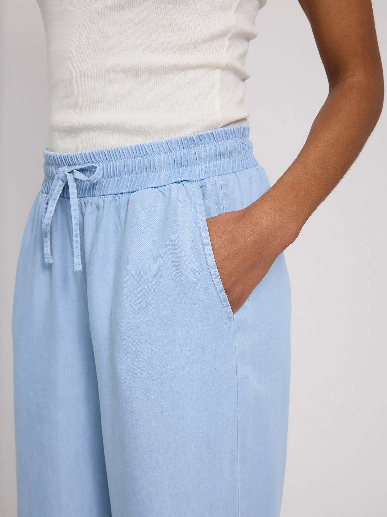 Wide Leg Tencel Pants Elastic - Image 11