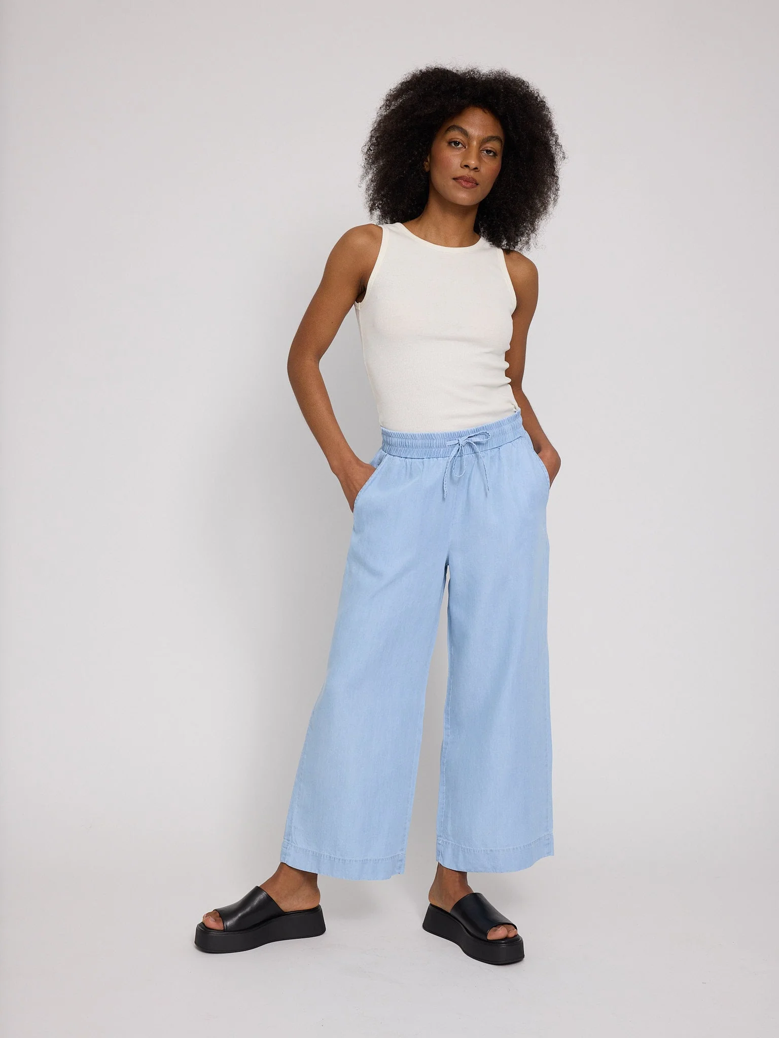 Wide Leg Tencel Pants Elastic - Image 13
