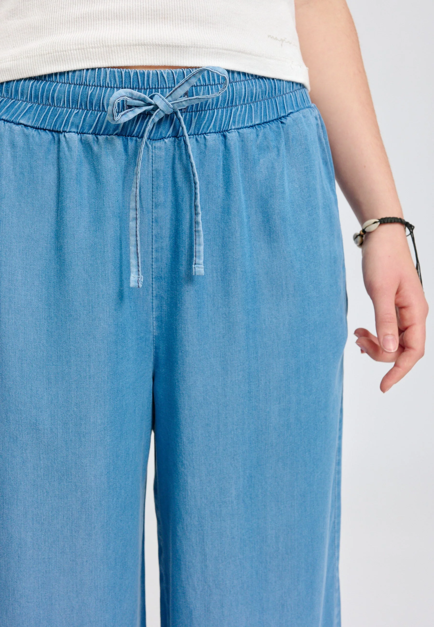 Wide Leg Tencel Pants Elastic - Image 3