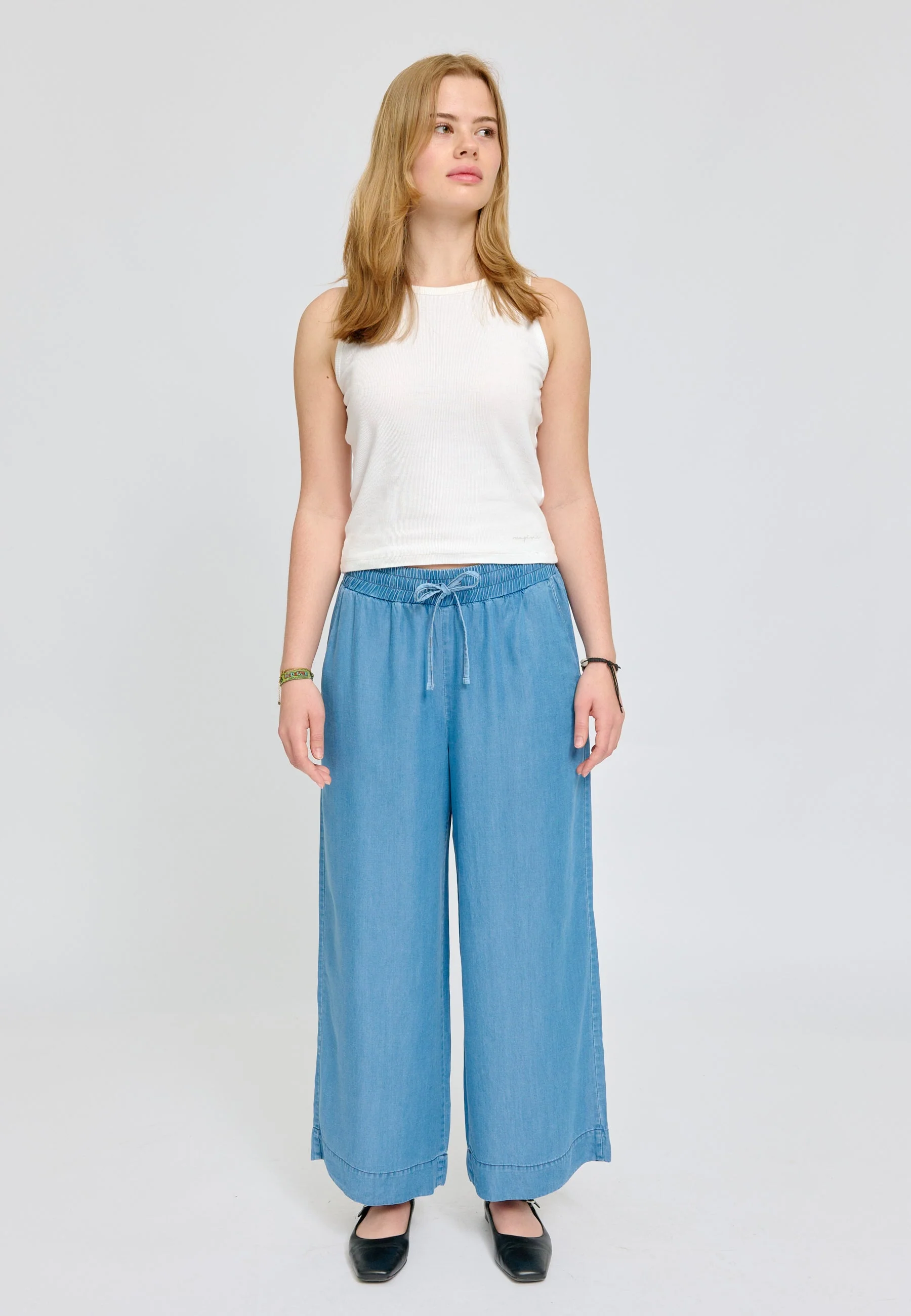 Wide Leg Tencel Pants Elastic - Image 5