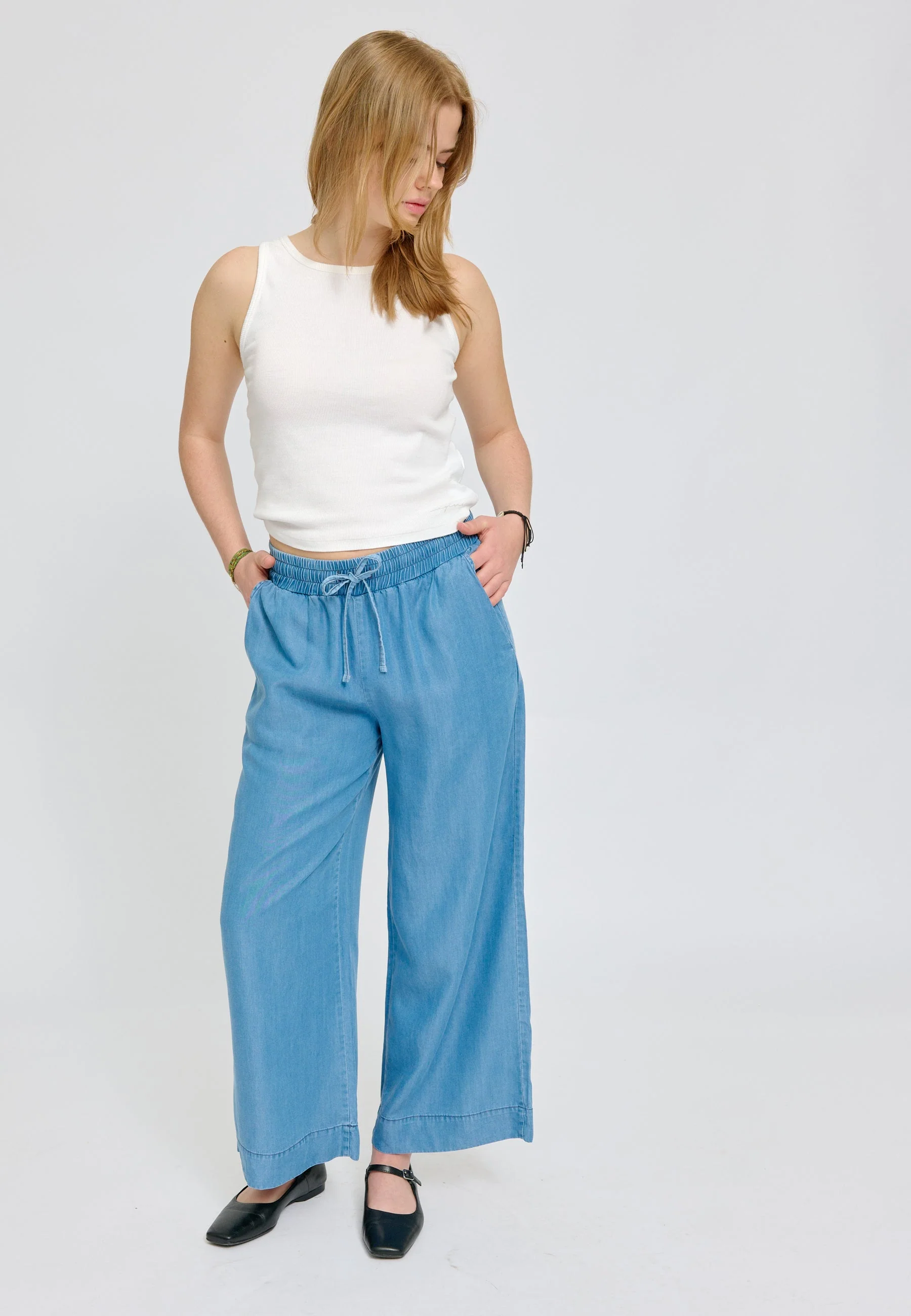 Wide Leg Tencel Pants Elastic - Image 6